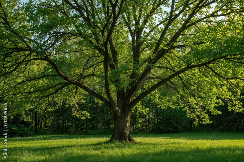 Fototapeta premium Verdant Tree in Early Season