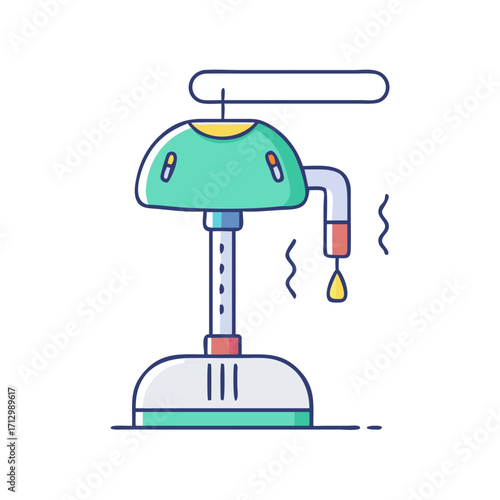 A colorful illustration of a steam inhaler or vaporizer for healthcare