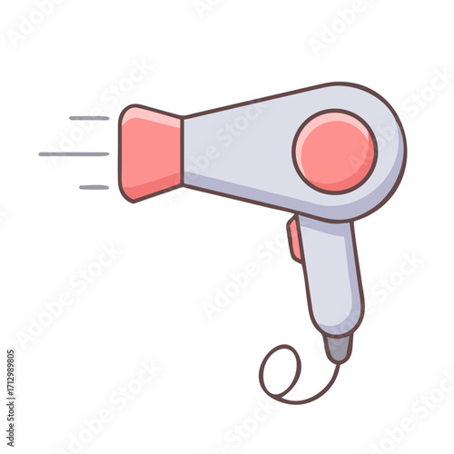 Stylized Image of a Gray and Pink Hair Dryer with Speed Lines