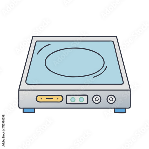 A detailed illustration of a modern electric hot plate for cooking purposes