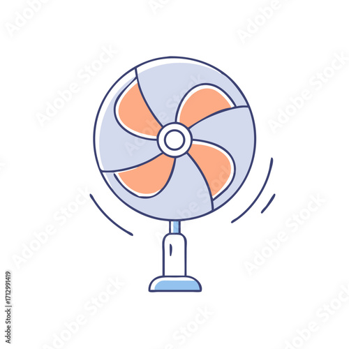 Whimsical illustration of a spinning fan to cool down a hot summer