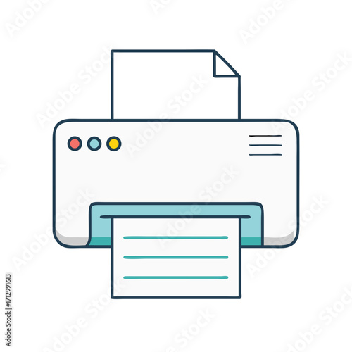 A simple and clean illustration of a printer with some paper