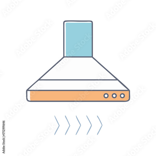 Illustration of an elegant kitchen hood over the cooking surface area