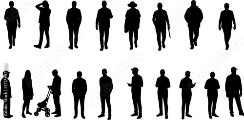 Silhouettes of people for digital model of architecture and urbanism Vector illustration
