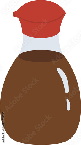 cute blank label bottle of japanese soy sauce condiment vector cartoon illustration