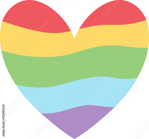 cute colorful pastel rainbow heart shape vector cartoon illustration