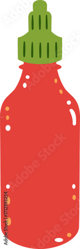 cute blank label bottle of red hot chili spicy sauce condiment vector cartoon illustration