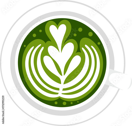 cute cup of hot drink matcha coffee vector cartoon illustration