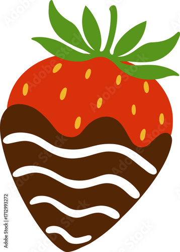 cute strawberry fruit dip with chocolate dessert snack vector cartoon illustration