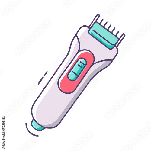 Cartoon Illustration of Electric Hair Clipper or Trimmer with Adjustable Settings