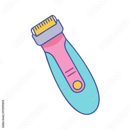 Colorful illustration of an electric hair trimmer used for personal grooming