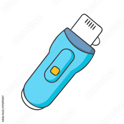 Stylized Illustration of a Light Blue and Gray USB Flash Drive