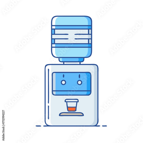 Cartoon illustration of a modern water cooler for office or home use
