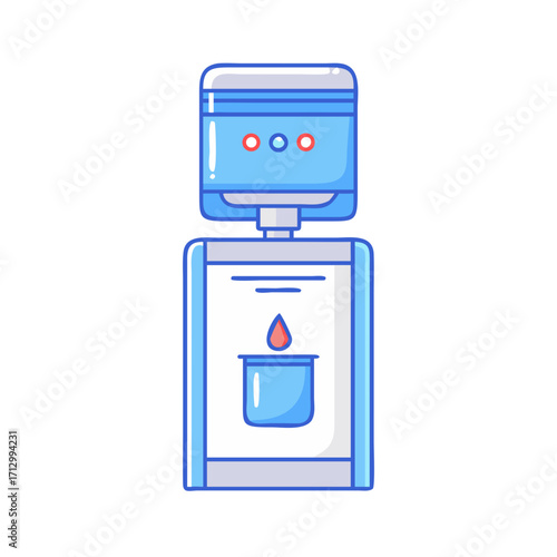 Cartoon water cooler dispensing crisp refreshing drinking water for hydration needs