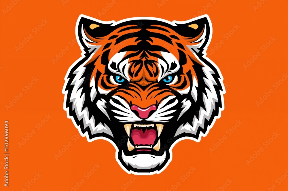 Fototapeta premium Fierce tiger visage created with AI technology