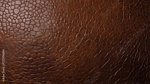 Close-up of rich brown leather texture showcasing unique patterns and natural imperfections.