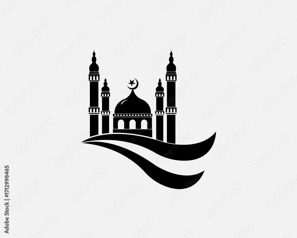 Fototapeta premium Mosque icon vector Illustration design template 