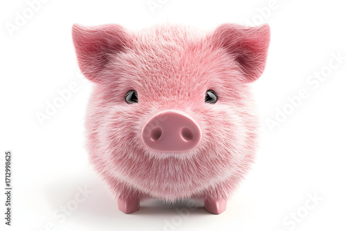 Ultra cute fluffy pink pig illustration for design projects