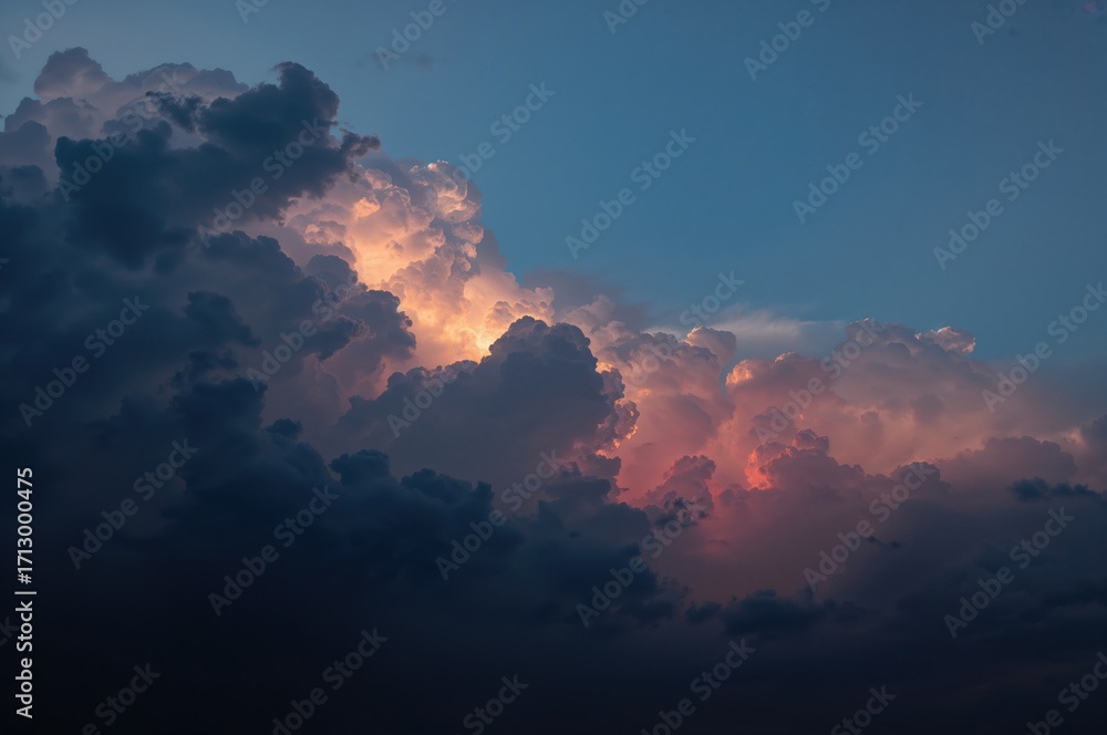 Fototapeta premium Sunset sky filled with clouds in the background
