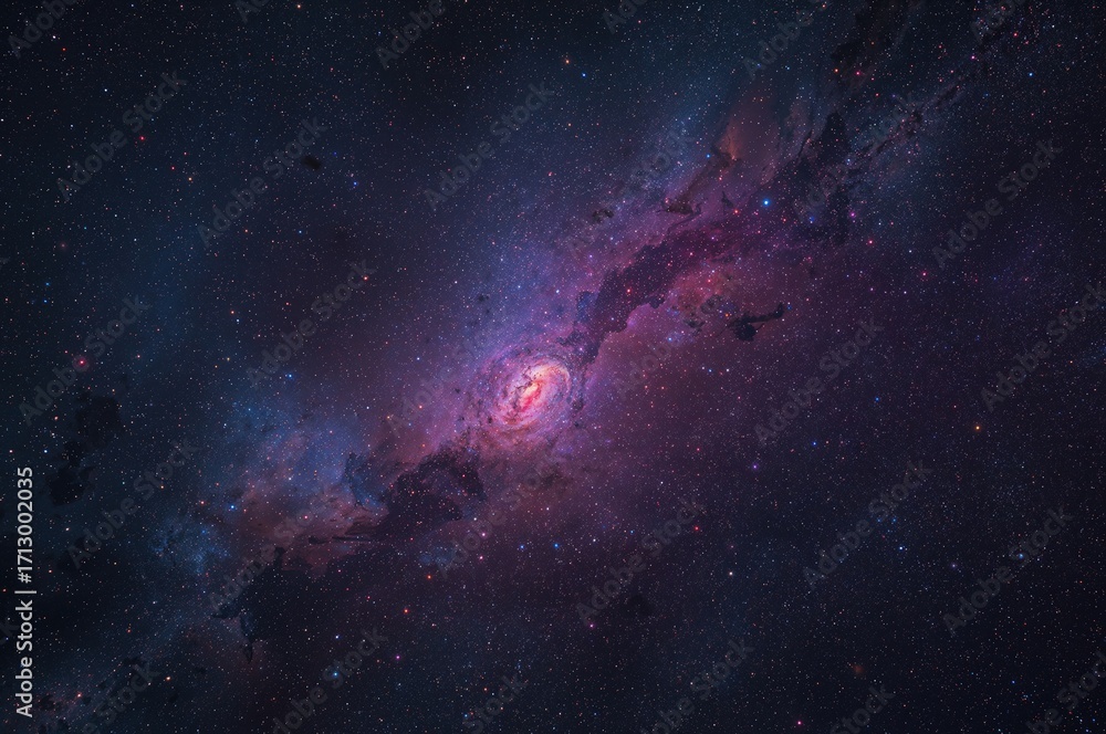 Fototapeta premium Cosmic backdrop featuring stardust, galaxies, and celestial shapes