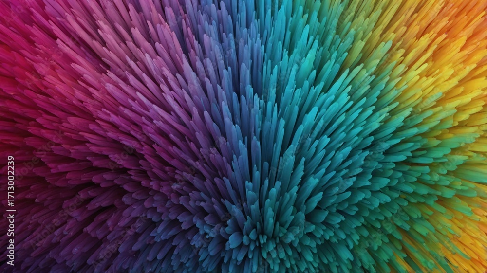 Obraz premium Vibrant abstract texture featuring colorful spikes in shades of purple, blue, and green, creating a dynamic and eye-catching display.