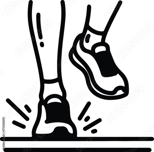 Vector Foot strikes ground with impact on surface silhouette illustrator