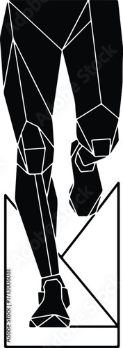 Vector geometric stylized legs starting blocks sprint runner silhouette illustrator