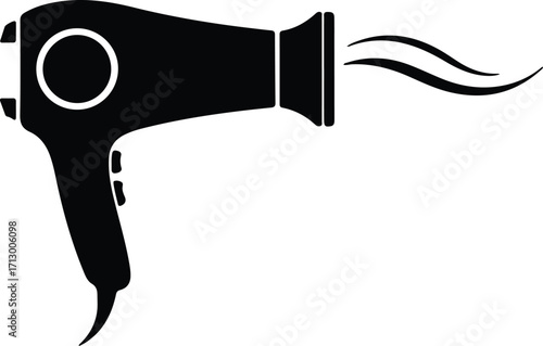 Vector Hair dryer with hot air silhouette illustrator