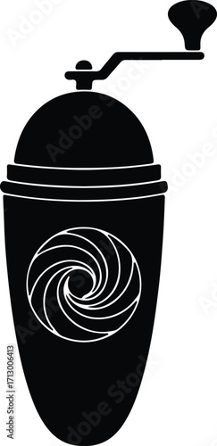 Vector manual coffee grinder kitchen tool monochrome silhouette illustrator