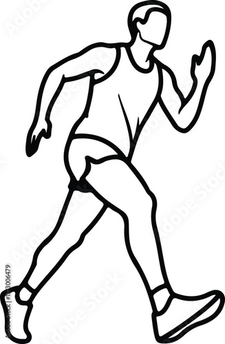 Vector Marathon runner athlete sprinting forward jogging silhouette illustrator