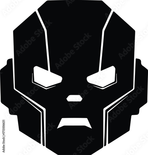 Vector robot head geometric futuristic technology silhouette illustrator