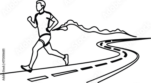 Vector Runner athlete on road for running silhouette illustrator