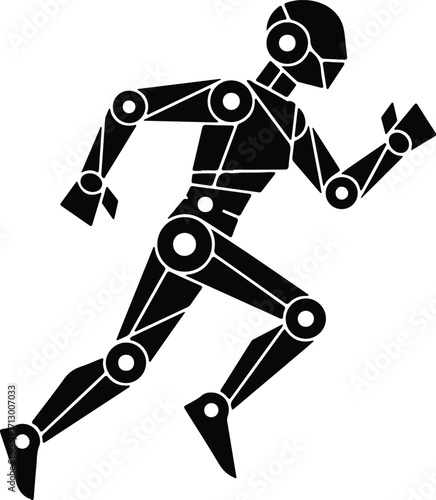 Vector running futuristic robot artificial intelligence silhouette illustrator