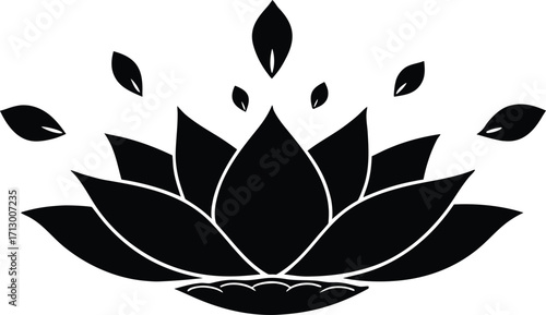 Floating Lotus Petals Silhouette Illustration | Lotus Petals Vector Artwork