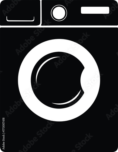 Vector washing machine laundry appliance black and white silhouette illustrator