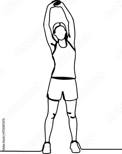 Vector woman stretching arms overhead fitness exercise silhouette illustrator