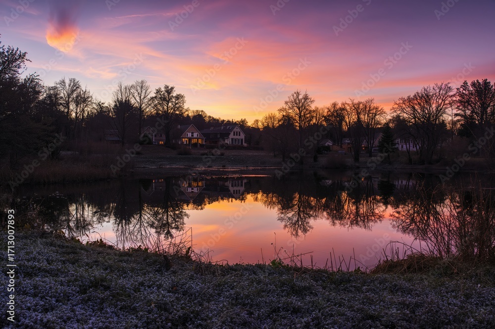Obraz premium A stunning twilight scene in the countryside