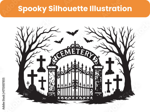 Spooky Silhouette Illustration with a building
