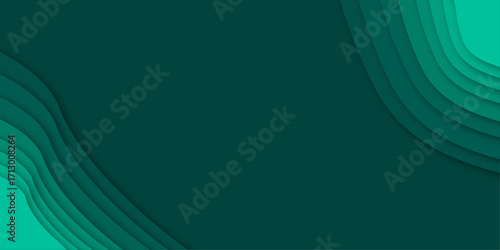 Abstract green gradient layered background with modern wave shapes. Minimal paper cut style design for poster, banner, wallpaper, template, website, brochure, and presentation.
