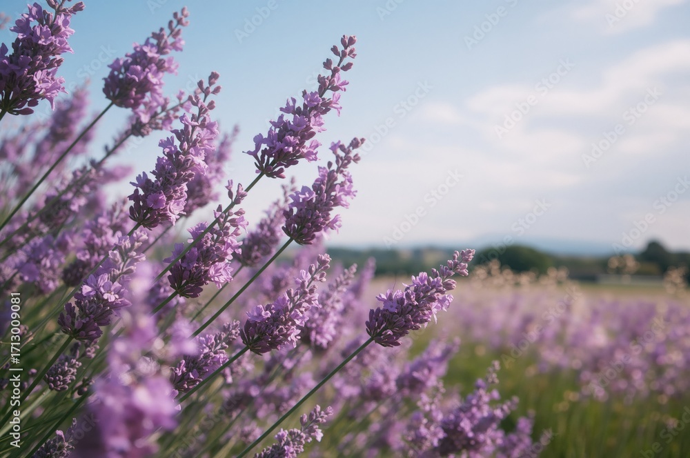 Obraz premium Close-up shot of purple lavender blooms in a natural meadow setting