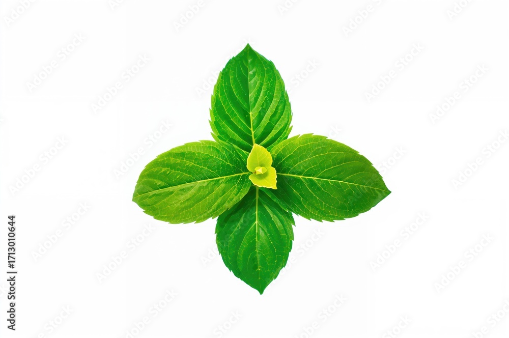 Fototapeta premium Houttuynia cordata herb isolated against white backdrop, highlighting its natural medicinal qualities