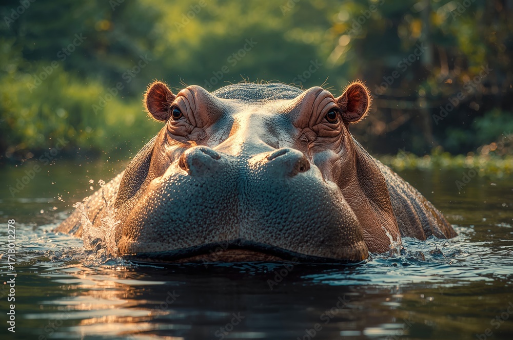 Fototapeta premium Close-up of a hippopotamus's face