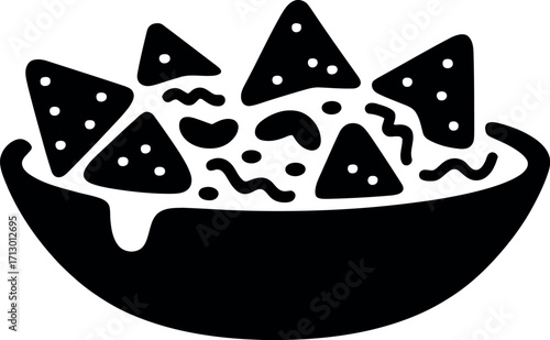 Black nachos bowl with cheese tortilla chips