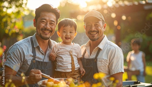 Father Outdoor  family gathering appreciation apron patriarch barbecue celebration Day grilling