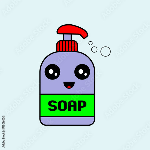 Hand Soap cartoon  vector illustration template for Coloring book. Drawing lesson for children	