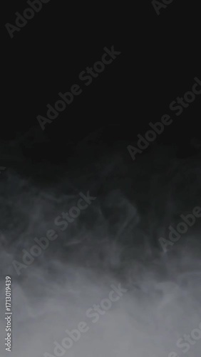 Smoke isolated on black background, vertical footage animated 