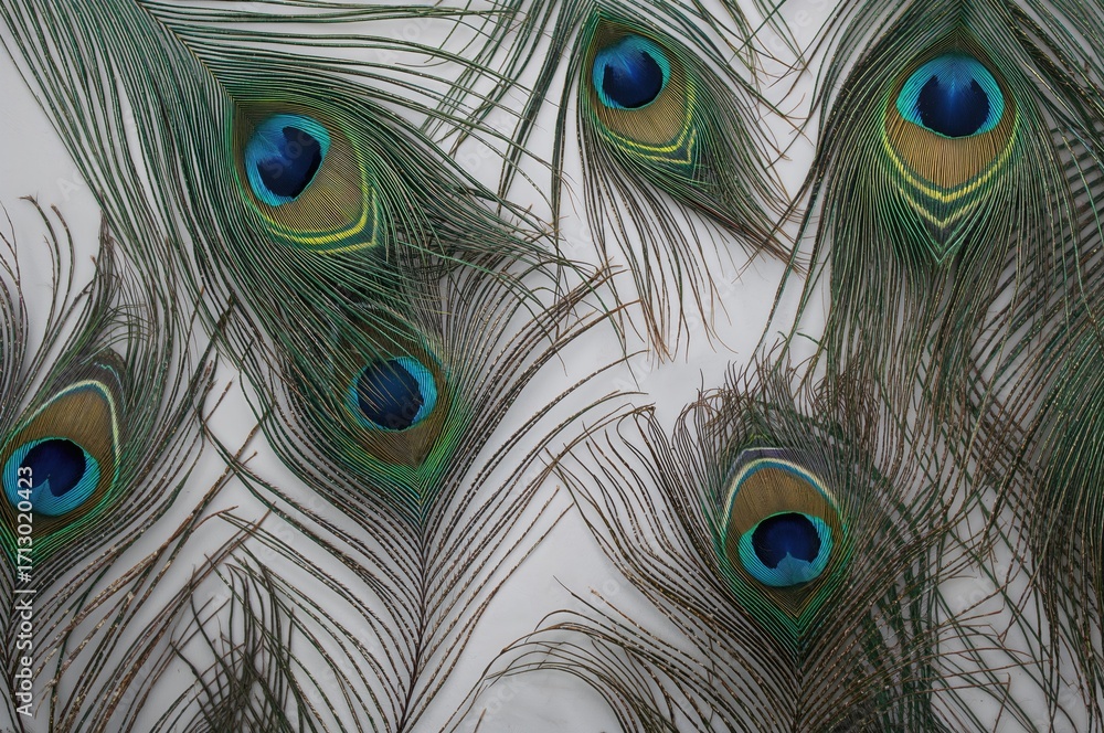 Obraz premium Different perspectives of a peacock plume