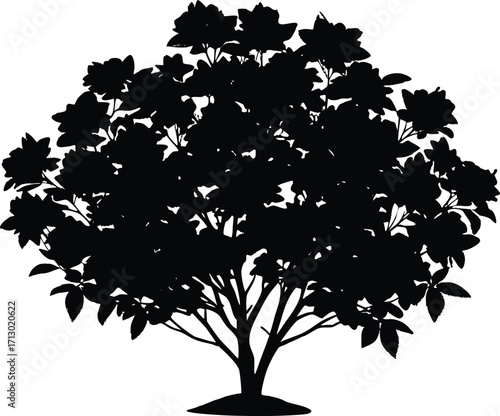 Azalea Bush Silhouette | Azalea Plant Vector Design