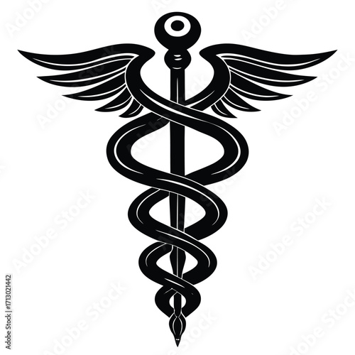 rod of asclepius vector on white background