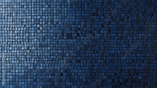 A textured surface of small dark blue tiles, creating a visually striking pattern.